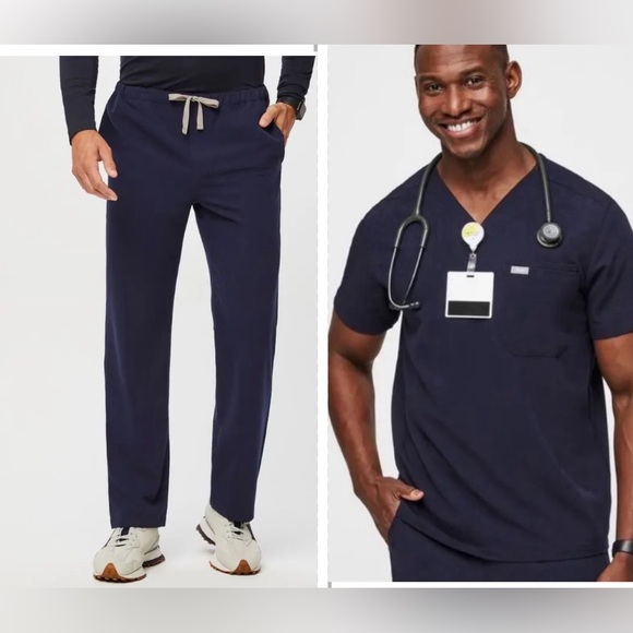 SET of Figs navy blue scrubs pisco bottom chisec top - Picture 1 of 9